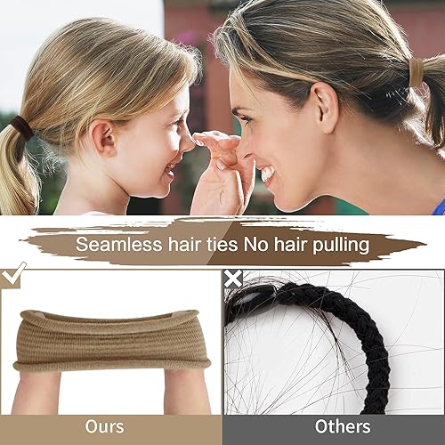Miniatura 6 de SYGY Liga para el Cabello, 100 Piezas Ligas para el Cabello para Cabello Grueso y Fino, Bandas de Algodón sin Costuras, Sin Daño para Mujeres,