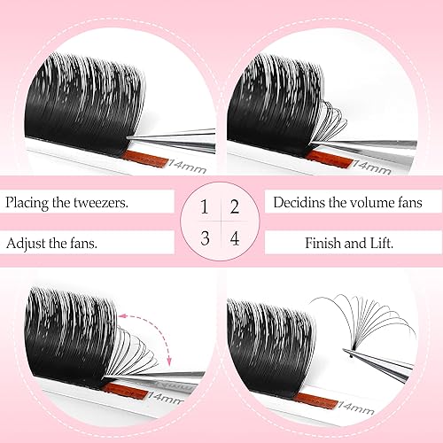 Miniatura 5 de CoMango Easy Fan - Extensiones de pestañas rizadas CD de 0.050.003 in, pestañas de volumen que florecen automáticamente, color negro mate 2D-20D,