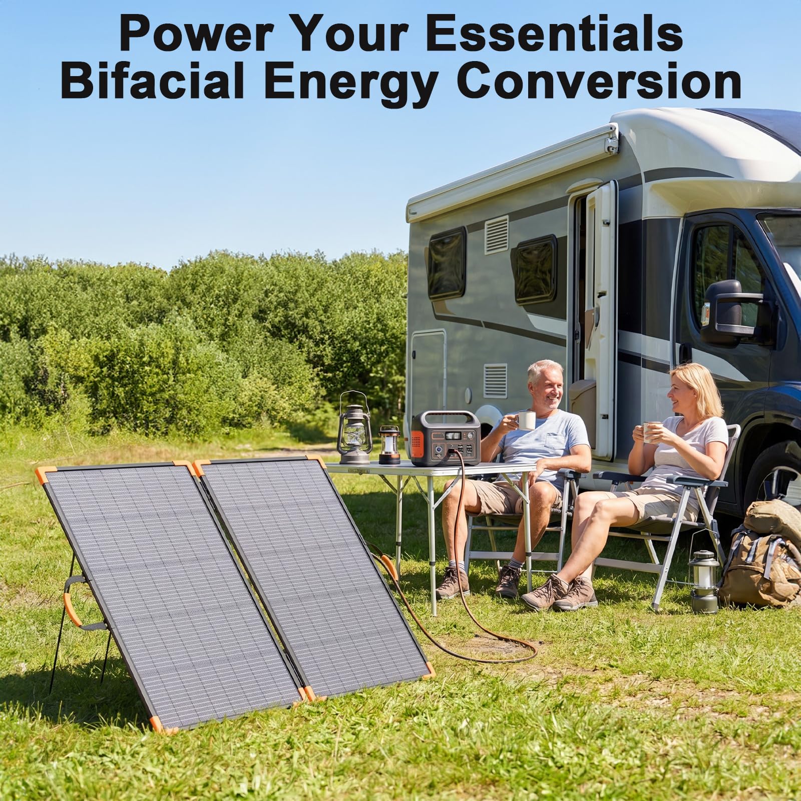 Pannello solare portatile da 220 W, 24 V, caricatore solare pieghevole bifacciale | Pannello solare leggero per impianti elettrici, impermeabile IP68, per campeggio, camper