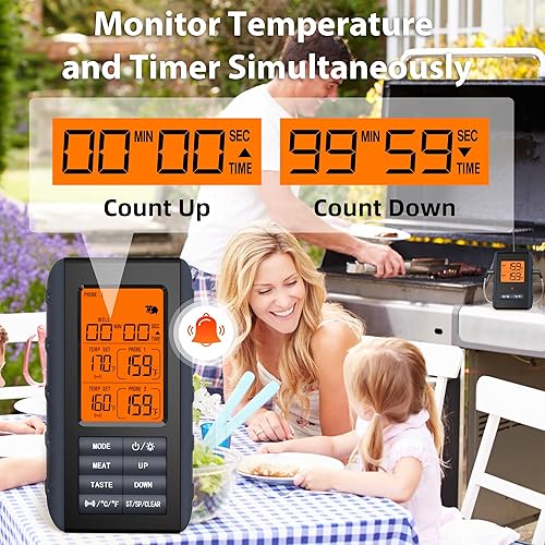 Miniatura 5 de Termómetro remoto inalámbrico para carne, termómetro inalámbrico Vauno para asar y ahumar con sonda de carne dual, temporizador de cocina,
