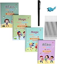 Hindi and English languages Magic Practice Copybook | Life Pigment Copy Book | (4 BOOK + 10 REFILL+ 1 Pen +1 Grip) Number Tracing Book for Preschoolers with Pen | Writing Too