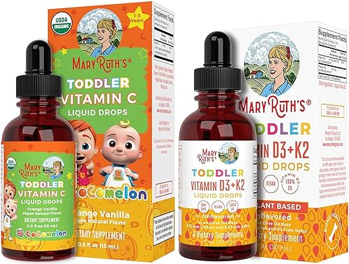Miniatura 1 de MaryRuths - Paquete de gotas líquidas de vitamina C para niños pequeños y vitamina D3  K2 en aerosol para niños pequeños apoyo inmunológico para