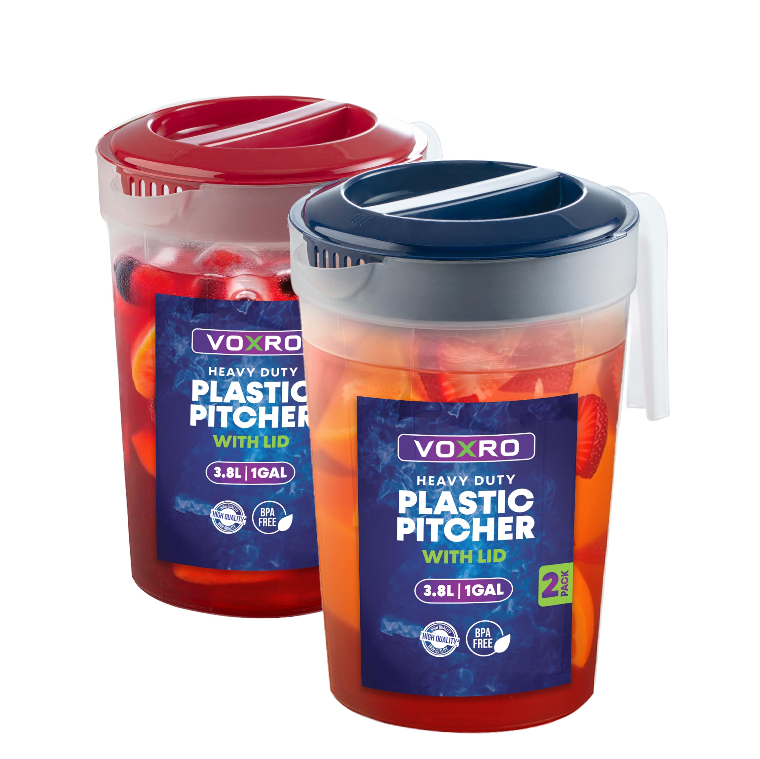 Amazon.com: 2-Pack 1-Gallon Plastic Pitchers with Lids – Iced Tea