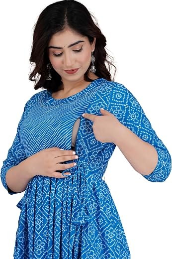 Vivan Enterprises Women's Pure Cotton Maternity Gown/Maternity Wear/Feeding Gown A-line Maternity Feeding Dress/Maternity ...