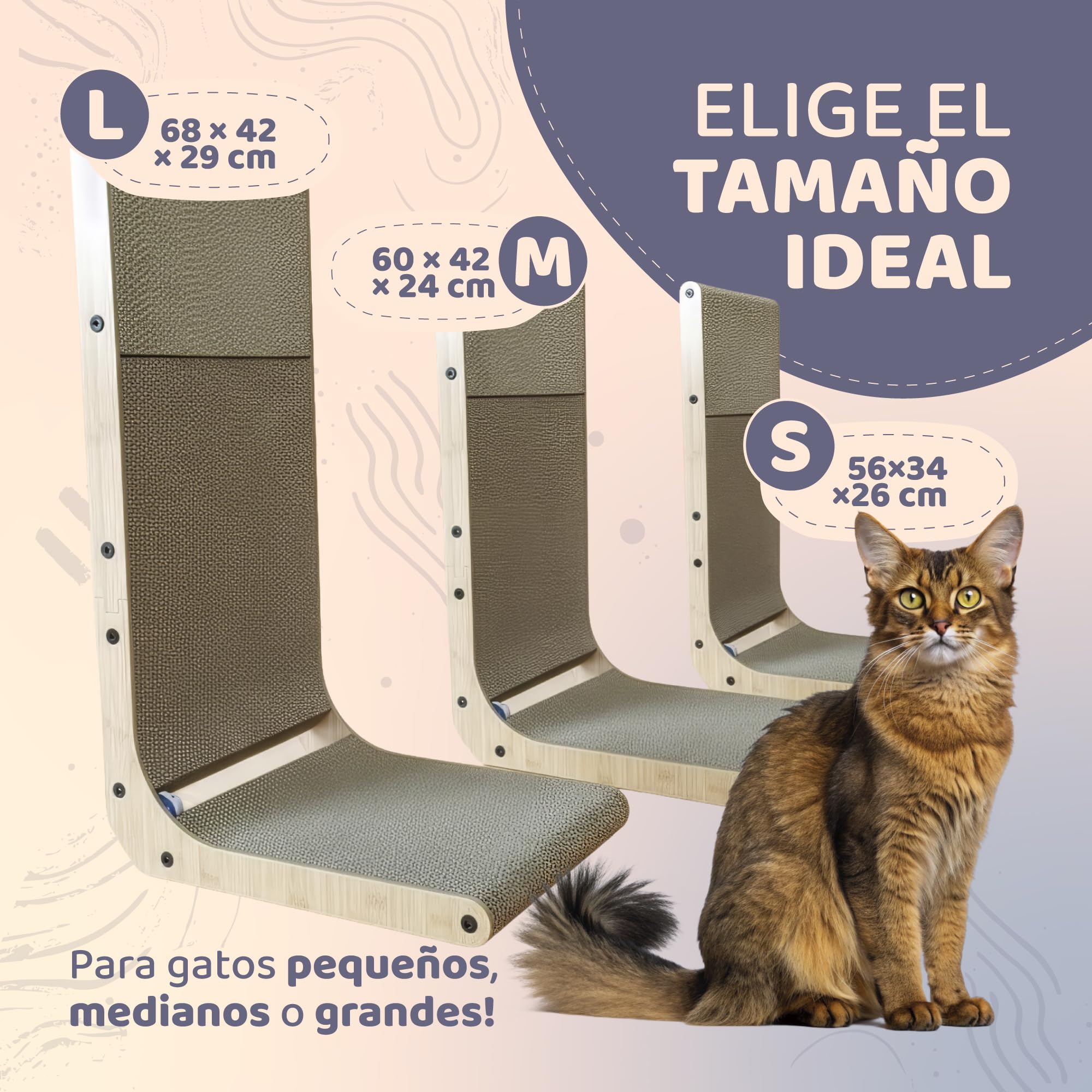 Rascador para Gatos en Forma de L Mokato - Cartón Ondulado Reversible, Base Antideslizante, con Ratón y Matatabi (Silvervine) Natural, 3 Tamaños S/M/L - (L (68 x 42 cm))