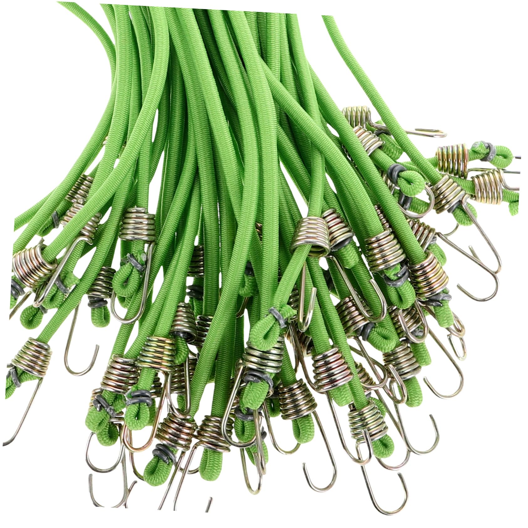 Cinghia Elastica con Ganci, Mini Lattice Verde, 50 Pezzi Regolabili | Fissaggio Sicuro per Tenda e Viaggio, per Oggetti e Valigie, Struttura in Lattice e Zinco, Portatile