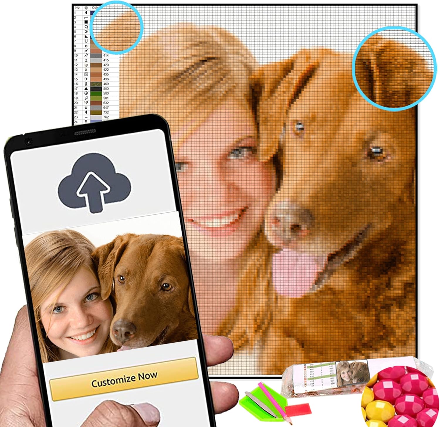 hadefa Custom Diamond-Painting Kits,Adults 5D DIY Personalized Diamond Art Photo,Custom Your Own Picture,Diamond Kits, Rhinestone Painting, Paint with Diamonds (23.6x31.5inch/60x80cm)