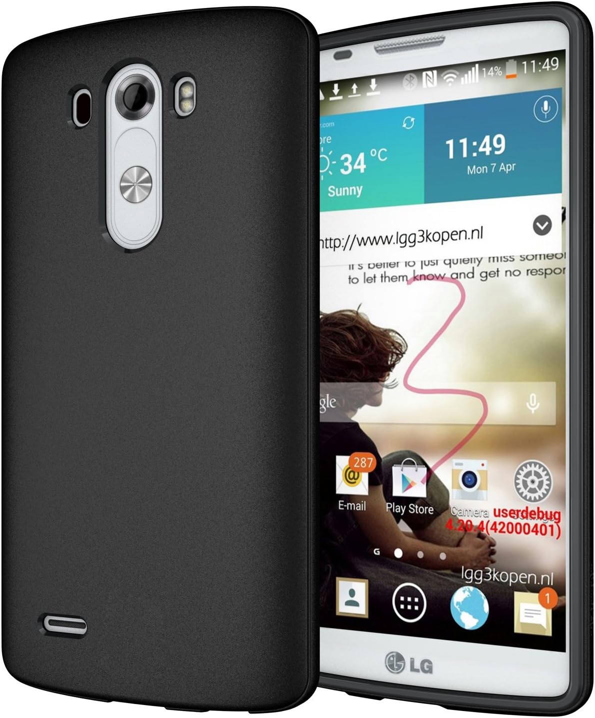 Diztronic Matte Back Black Flexible TPU Case for LG G3 (All Carriers) - Retail Packagin