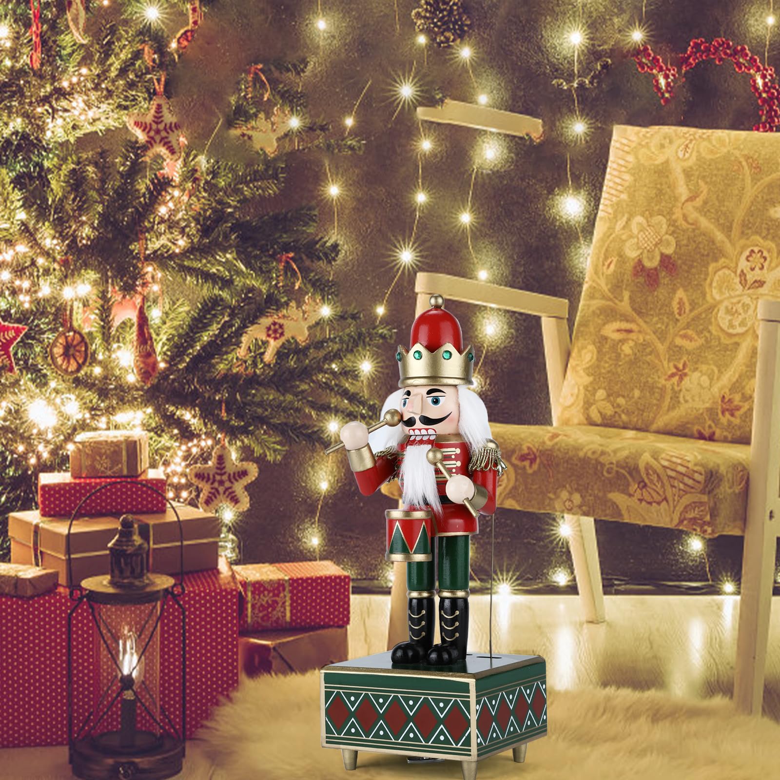 Wooden Nutcracker Music Box, Christmas Decoration, 4 Soldier Image