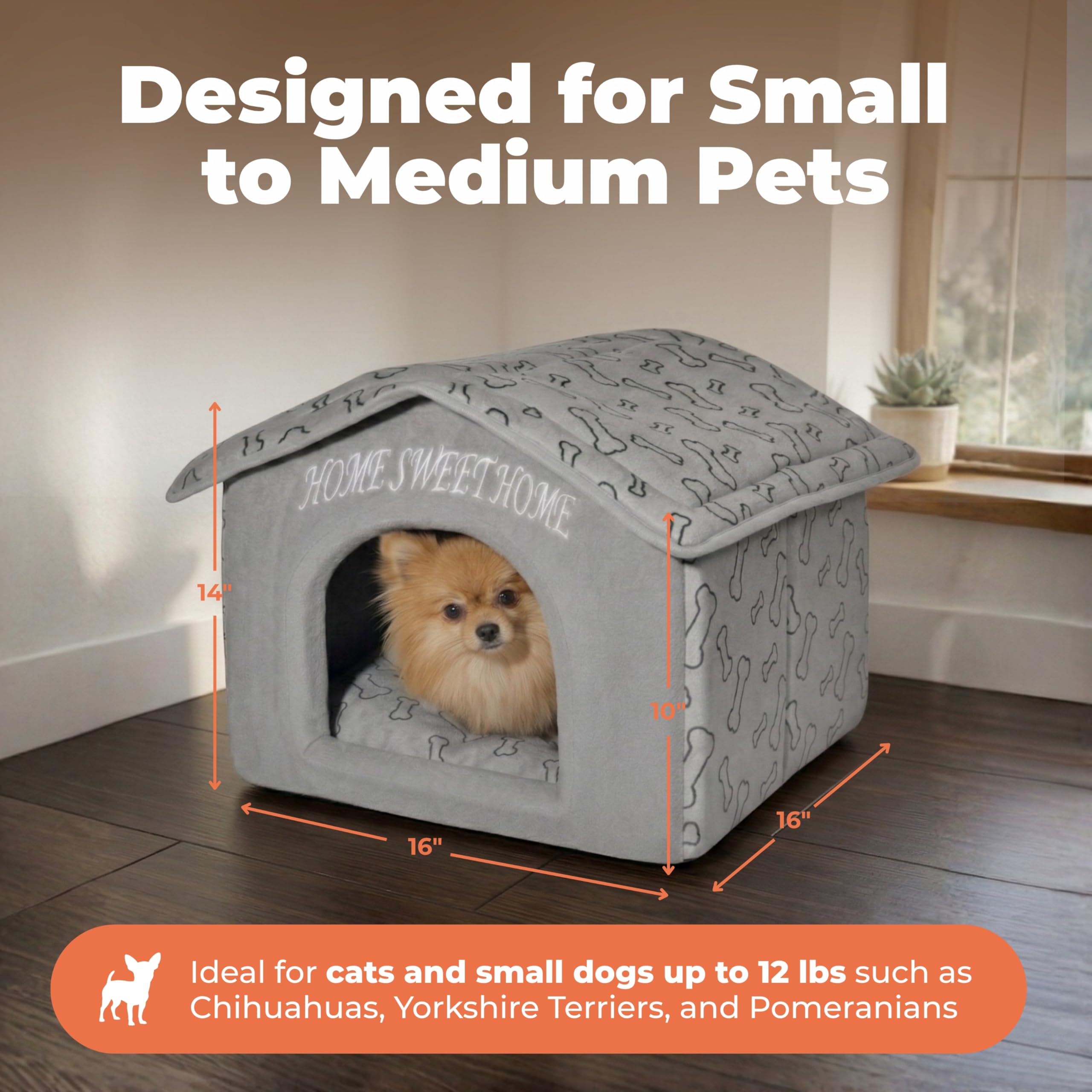 Best Pet Supplies, Inc., Inc, Inc, przenośny domek dla zwierząt domowych, idealny dla kotów i małych psów, łatwy w montażu, srebrny