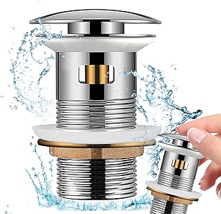 WeeGoo Pop Up Basin Waste Universal Click Clack Sprung Plug with Overflows Bathroom Sink Waste