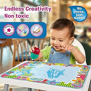 Aquadoodle Baby Water Doodle Mat, Official Tomy No Mess Colouring and Drawing Game, Baby Water Mat Suitable for Babies, Boys and Girls from 9 Months, 1, 2, 3 Plus Year Olds Aquadoodle Baby Water Doodle Mat, Official Tomy No Mess Colouring and Drawing Game, Baby Water Mat Suitable for Babies, Boys and Girls from 9 Months, 1, 2, 3 Plus Year Olds