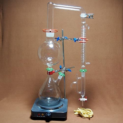 Aparato de destilación de vapor de aceite esencial,Estufa caliente,Con condensador Graham
