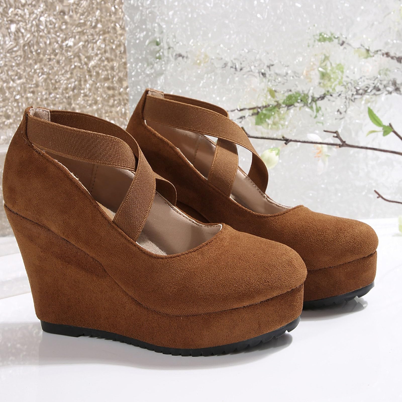 Zapatos sin cordones para mujer, elegantes zapatos casuales para comodidad diaria con diseño sin cordones y tacón para todas las estaciones