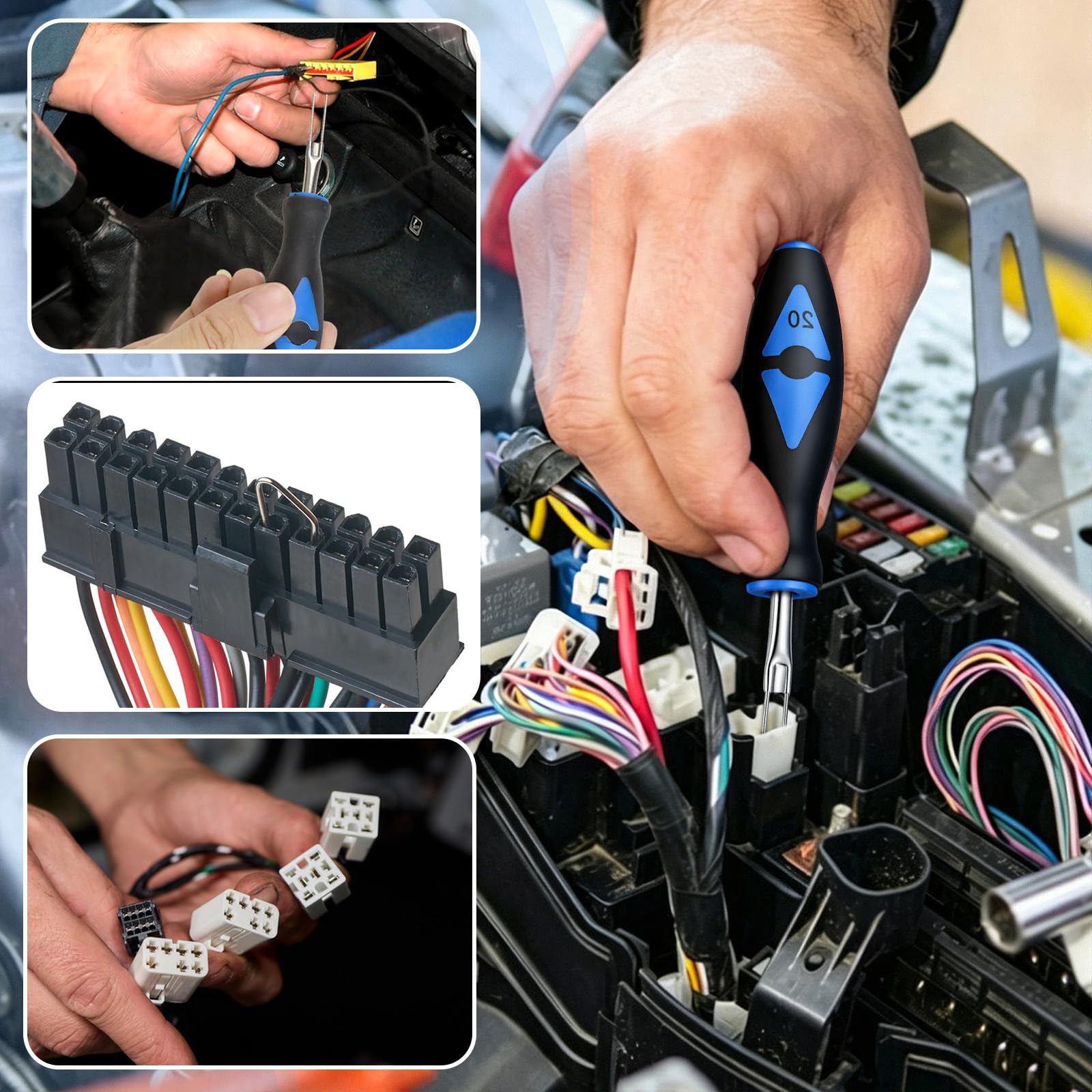 KXVXXV 23-TLG - Juego de herramientas de desbloqueo para coche | Kit de herramientas de extracción de terminales de coche con maletín de transporte para removedor, arnés de cables, conector