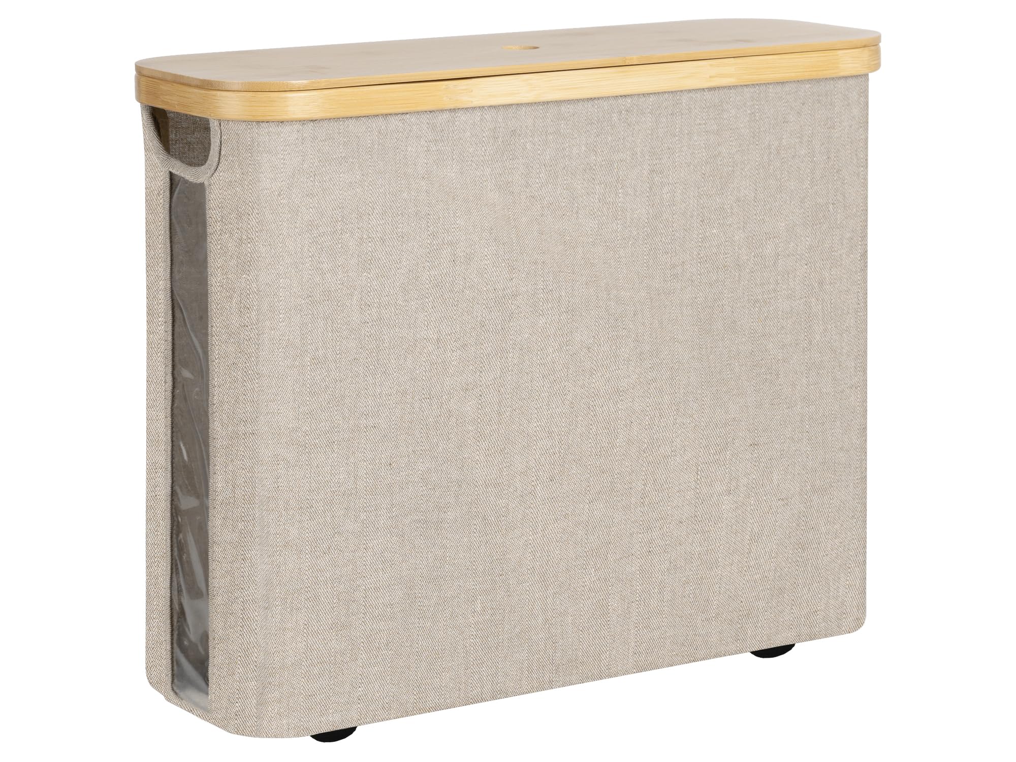 StorageWorks Toilet Paper Storage with Bamboo Lid, Toilet Paper Holder Basket for Up to 9 Mega or 12 Regular Size Rolls, Medium Paper Storage Baskets for Bathroom, Light Khaki, 1 Pack