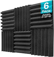 JBER Pacote com 6 painéis de espuma acústica, 5 cm x 30 cm x 30 cm, painéis à prova de som para estúdio à prova de fogo, estofamento à prova de som, espuma de tratamento acústico (1,8 m², carvão)