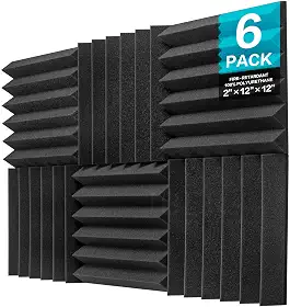 JBER Pacote com 6 painéis de espuma acústica, 5 cm x 30 cm x 30 cm, painéis à prova de som para estúdio à prova de fogo, estofamento à prova de som, espuma de tratamento acústico (1,8 m², carvão)