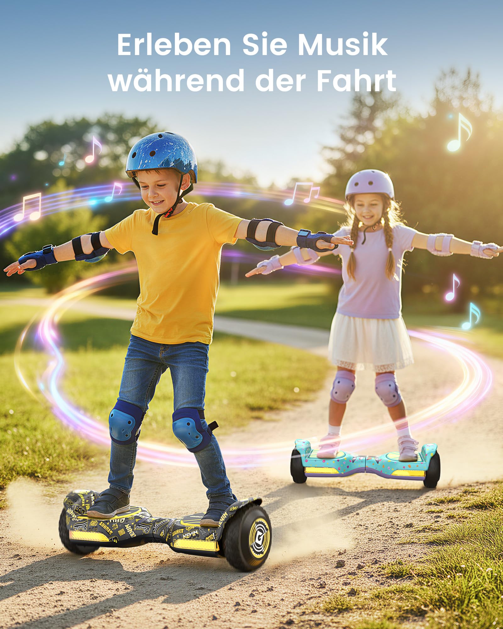 Gyroor 6,5" Hoverboard für Kinder & Erwachsene, All-Terrain Offroad Hoverboard Starker Dual 500W Motor, Geländereifen Self Balance Scooter, Bluetooth Musik, LED-Lichter