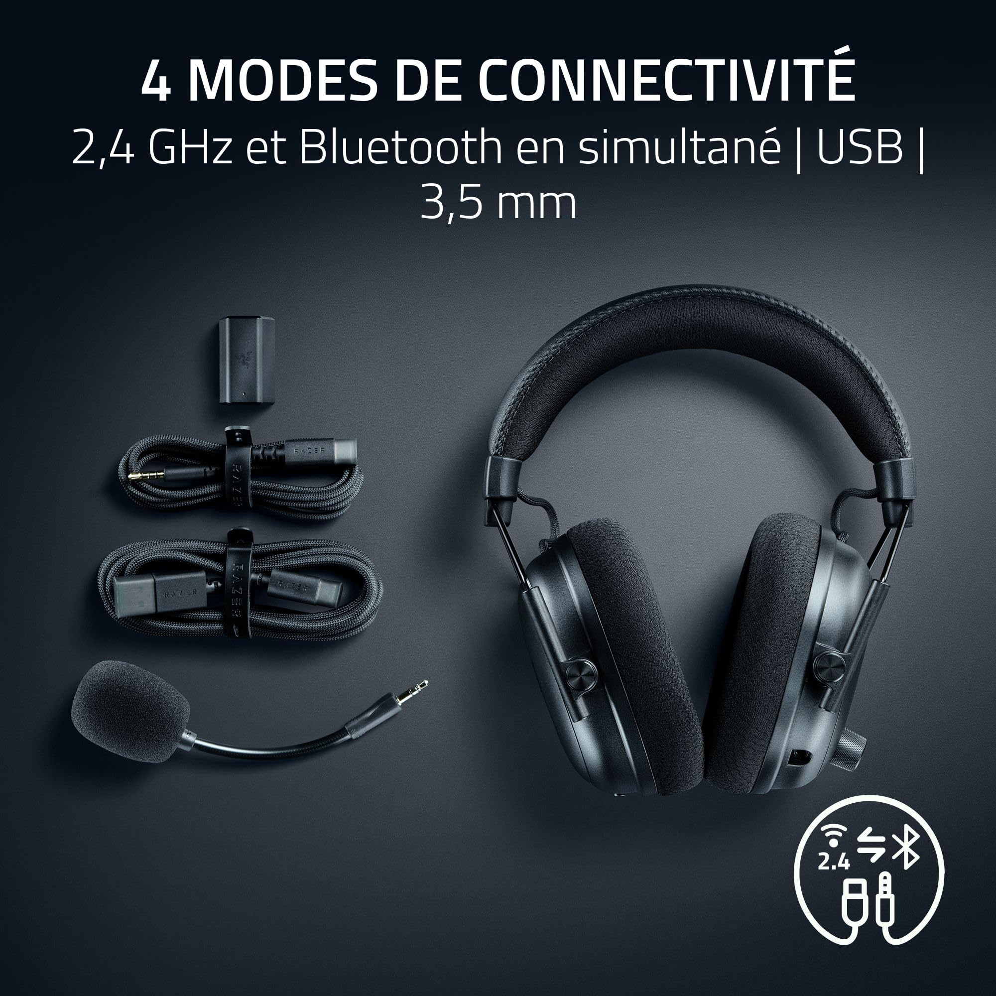 Razer BlackShark V3 Pro CS2 - Casque sans Fil pour e-Sport avec réduction du Bruit - Haut-parleurs Audio 50mm - Microphone Amovible - HyperSpeed 2,4 GHz & Bluetooth - PC/Mac | Dragon Lore