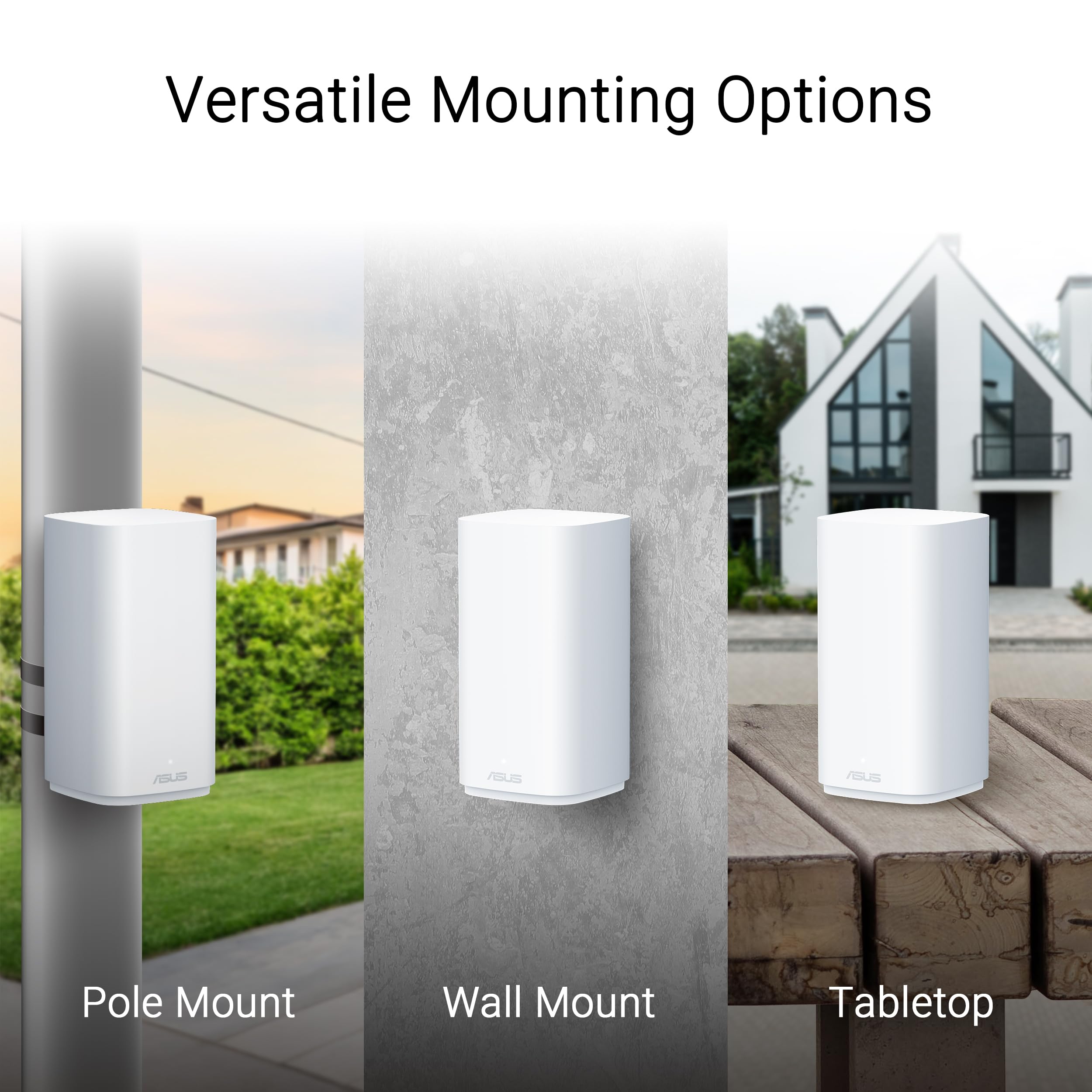 ASUS ZenWiFi BD4 BE3600 Outdoor Dualband WiFi 7 AiMesh erweiterbarer Router 1er Pack (3600 Mbit/s, bis zu 235m² Abdeckung, Dual 2.5G Ports, IP65 Wetterschutz, 3 SSIDs IOT Geräte, Kindersicherung) weiß