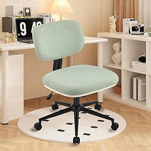 Hellove Silla de Oficina con Ruedas Ajustable en Altura | Silla Giratoria 360° para Escritorio, Hogar y Dormitorio | Silla de Tocador y Estudio Acogedora de Felpa | Sin Brazos | Color Verde