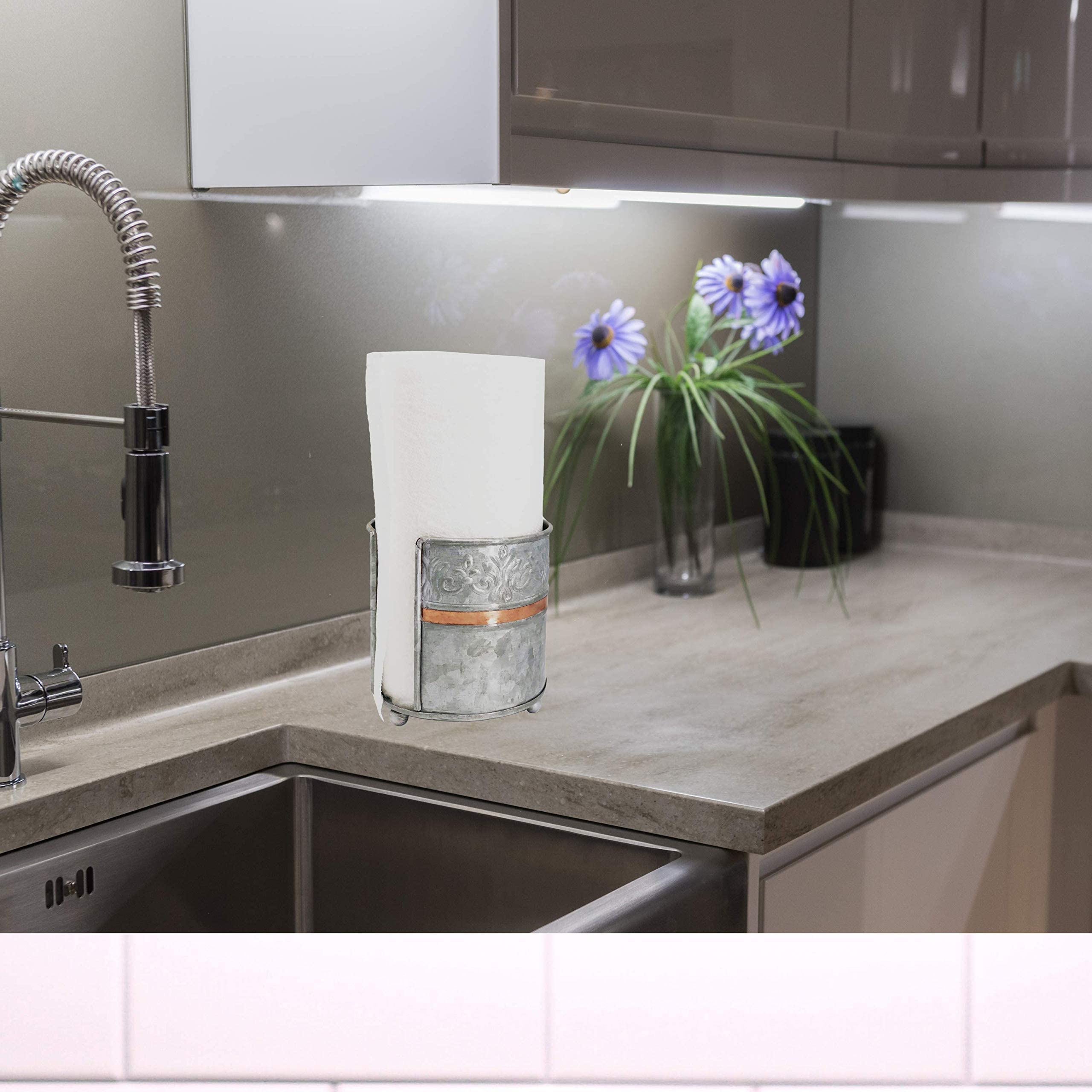 Autumn Alley Farmhouse Galvanized Kitchen Paper Towel Holder Vintage