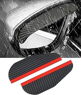 2 Pieces Carbon Fiber Eyebrow Side Mirror Rain Guard Sticker,Car Rear View Mirror Rain Visor Guard,Rear View Side Mirror Rain Eyebrow,Car Rear View Mirror Snow Ice Mirror Covers (Black)