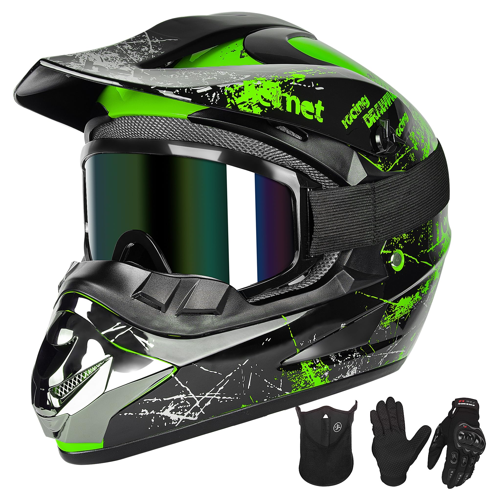 Bike Helmet Yesmotor Youth Dirt Set Includes Gloves, Goggles, Mask