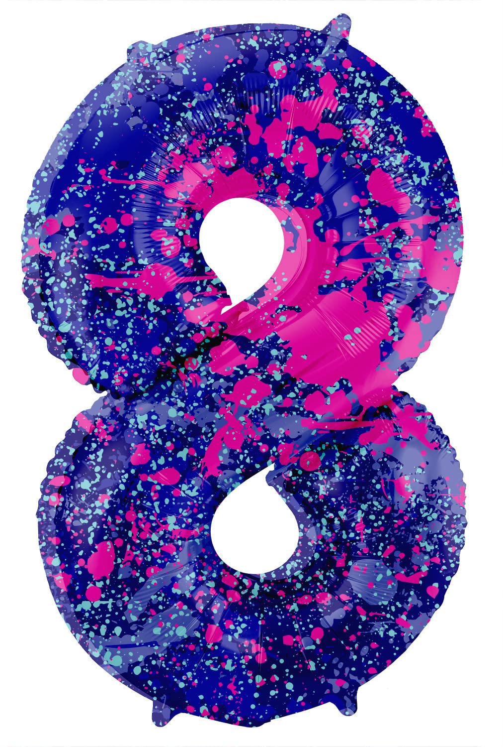 Folat 63908 Birthday Number 8 Balloon Paint Splash Purple Space 86 cm Helium Balloon Decoration Birthday Decoration
