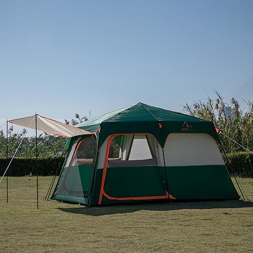 Miniatura 9 de KTT Extra Large Tent 6-10-12-14 Person(A),Family Cabin Tents,2 Rooms,3 Doors and 3 Windows with Mesh,Straight Wall,Waterproof,Double Layer,Big Tent
