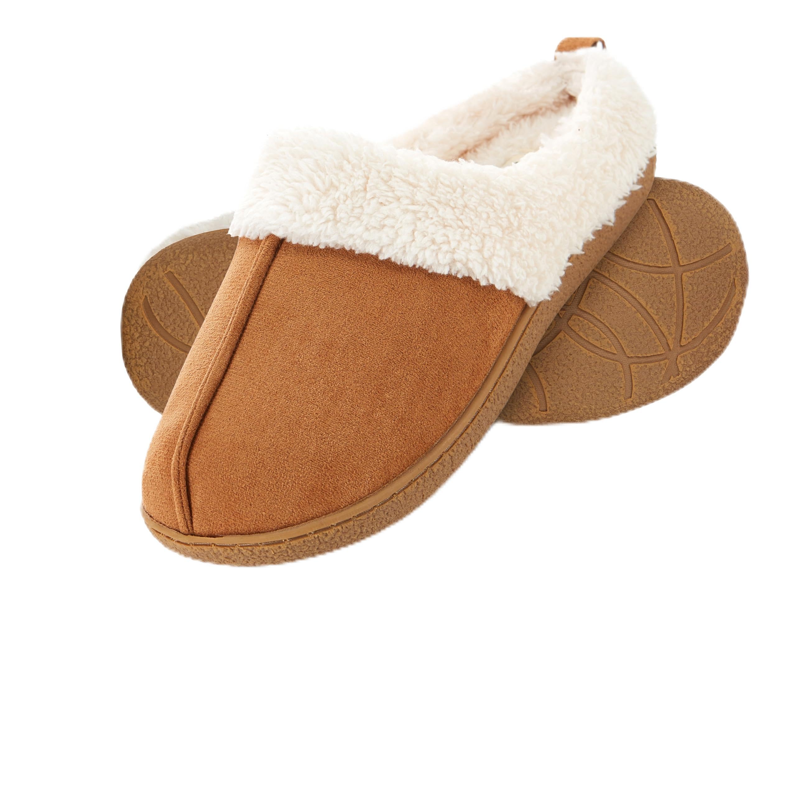 Floopi House Slippers for Women, Fur Lined Clog Womens Slippers Cozy Memory Foam with Indoor & Outdoor Anti Skid Sole