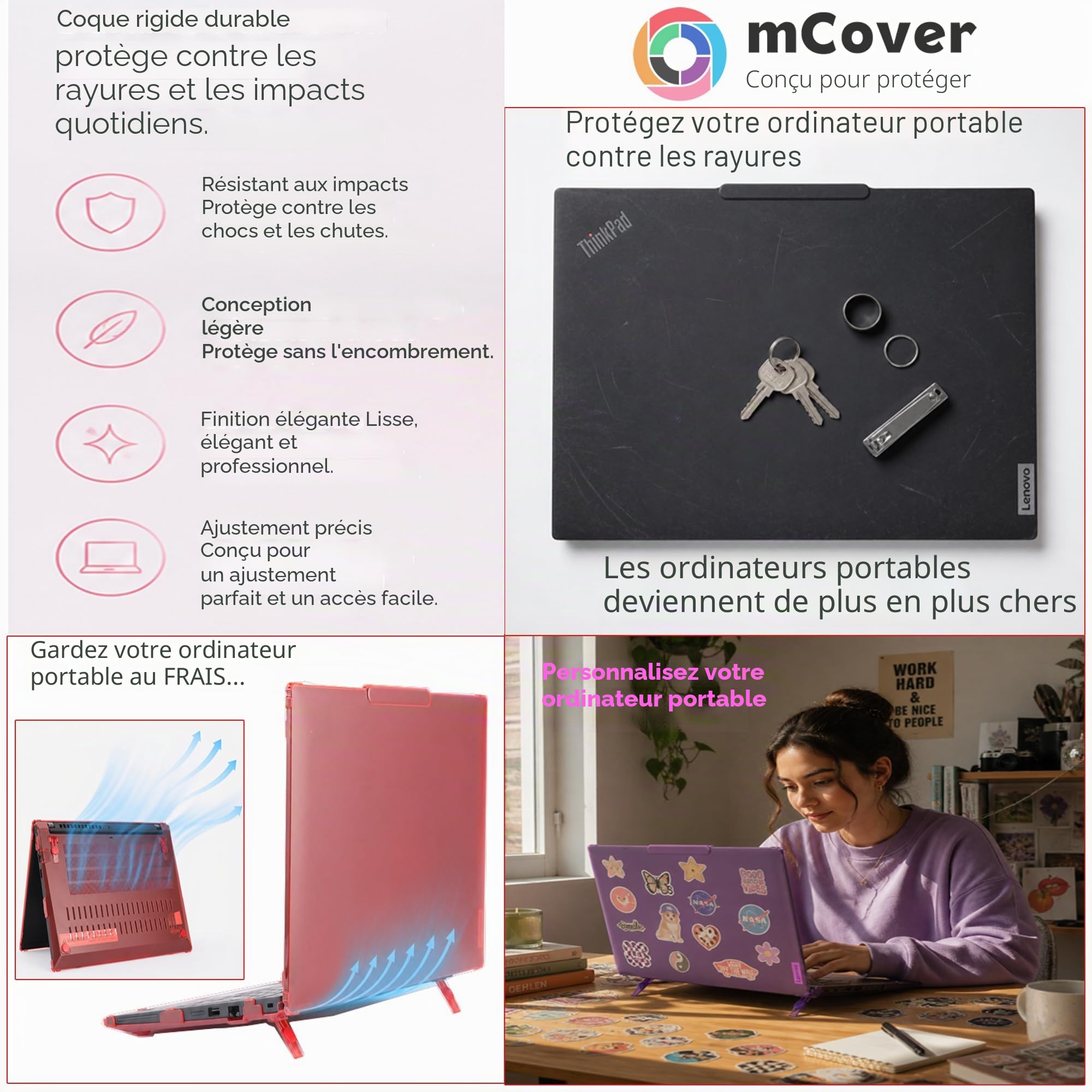 mCover - Coque Rigide Uniquement Compatible avec Lenovo ThinkPad T14 Gen 5/Gen 6 14" (charnière à 180°, Non Compatible avec Aucun Autre modèle Lenovo) - Noir