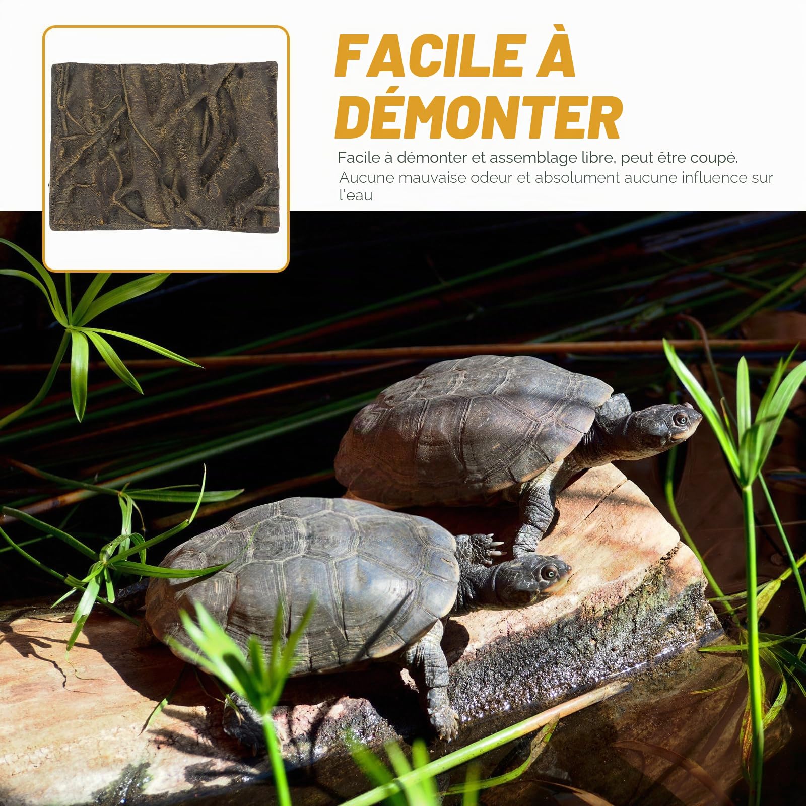 POPETPOP Plaque de fond 3D pour terrarium et aquarium, toile de fond en écorce