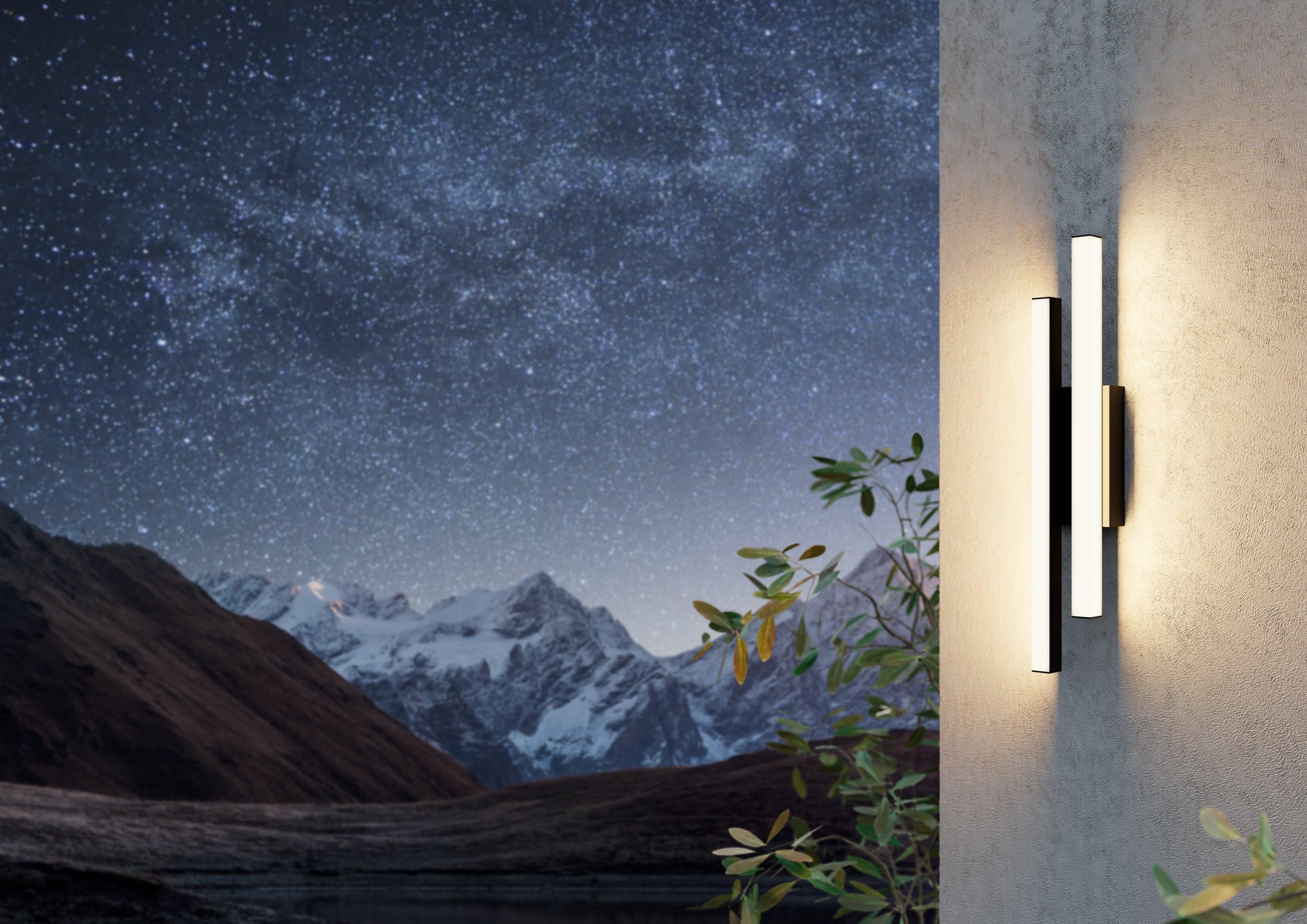 EGLO LED Außenleuchte Serricella, Wandleuchte außen mit 2 Leuchtstäben | Wand Außenbeleuchtung aus Metall in Schwarz, Außenlampe warmweiß, IP55