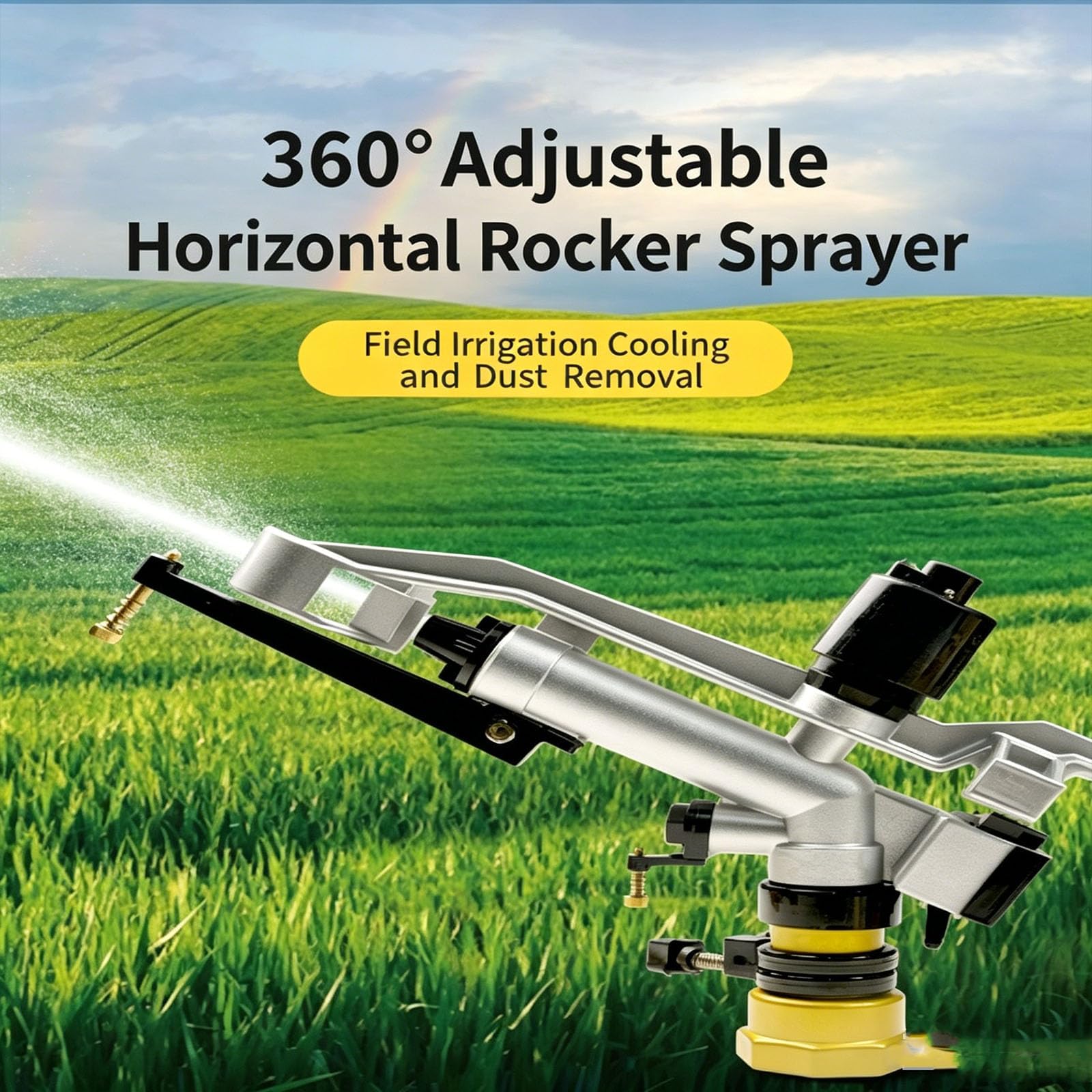 Irrigatore Agricolo A Impatto con 4 Irrigatori, Angolo Regolabile A 360°, Portata 17-29 M, Portata 4,5-18 M³/h, per Irrigazione di Aiuole E Giardini.