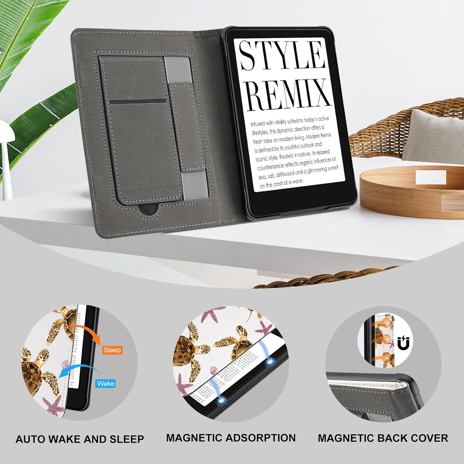 for 6.8" Kindle Paperwhite 11th Gen(2021)/Paperwhite Signature Edition Slim Cover,Auto Sleep/Wake Case with Kickstand&Hand Grip for KPW5(Model NO.M2L3EK/M2L4EK),Brown Sea Turtle