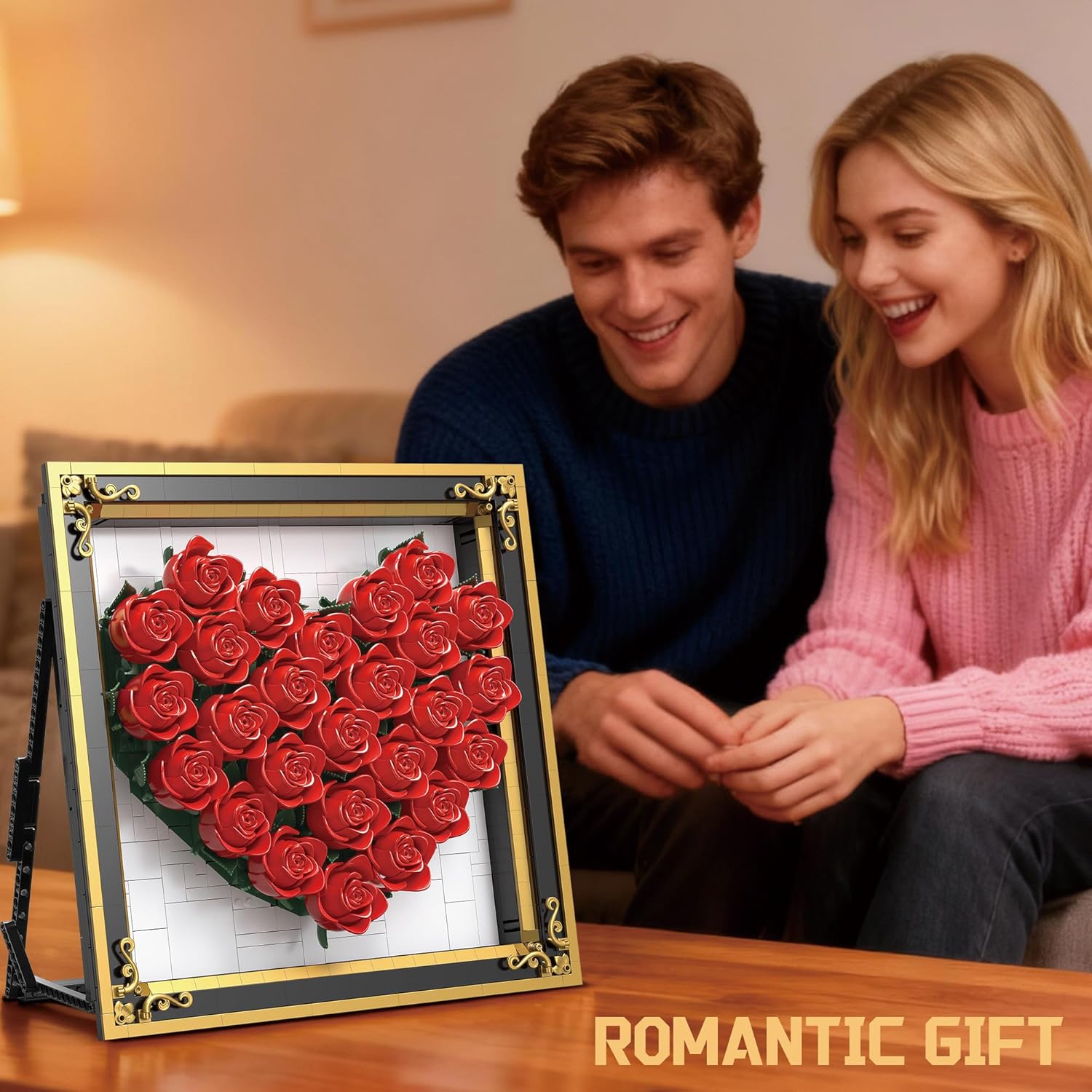 ZONECYTD Red Rose Building Set Compatible with Lego Flowers Bouquet Botanical Collection Wall & Table Art Decor for Lover Adults Girls -1871PCS