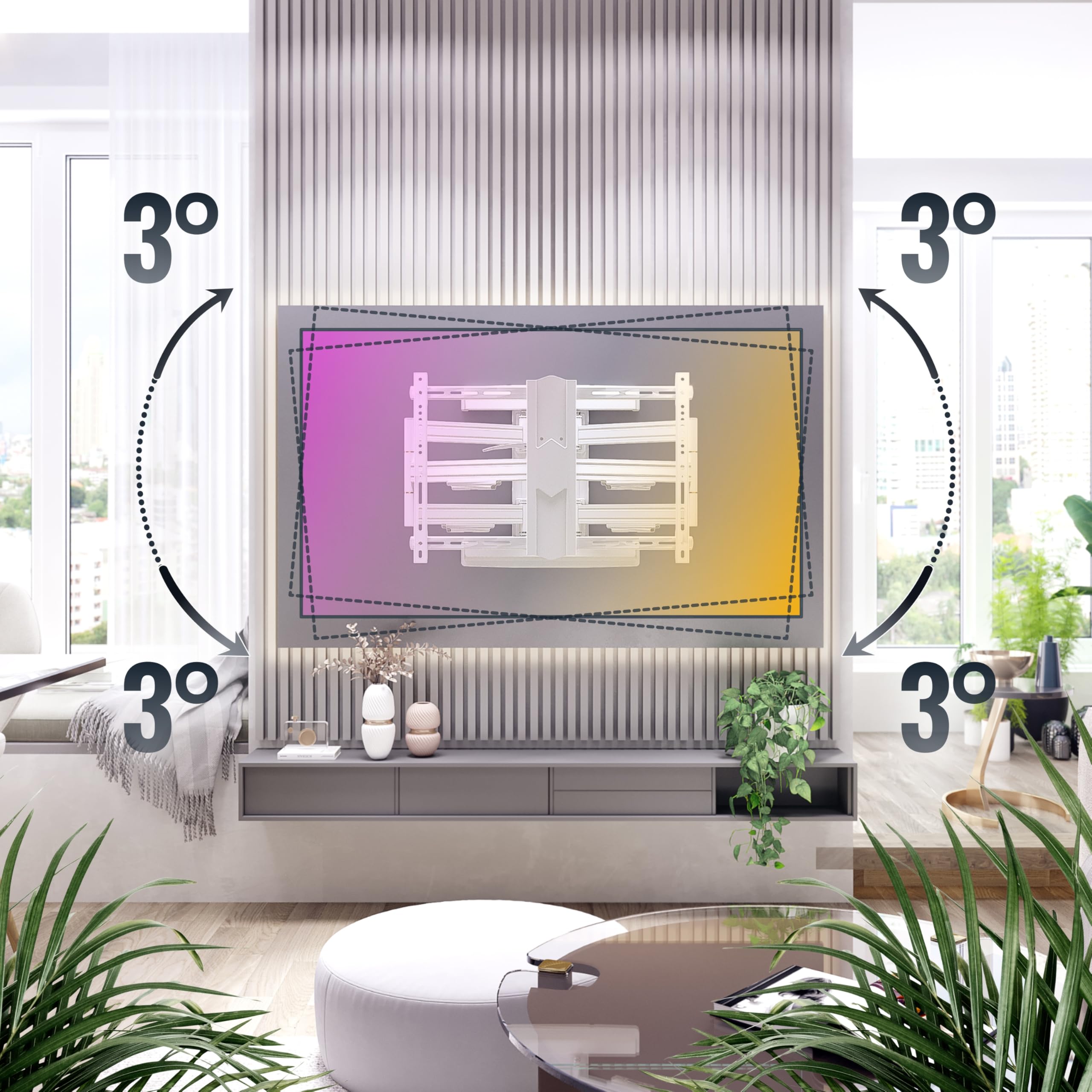 RICOO S7564-W Supporto TV da parete Staffa TV 55-100 pollici per 55 100 pollici girevole inclinabile fino a 70 kg max VESA 600x400