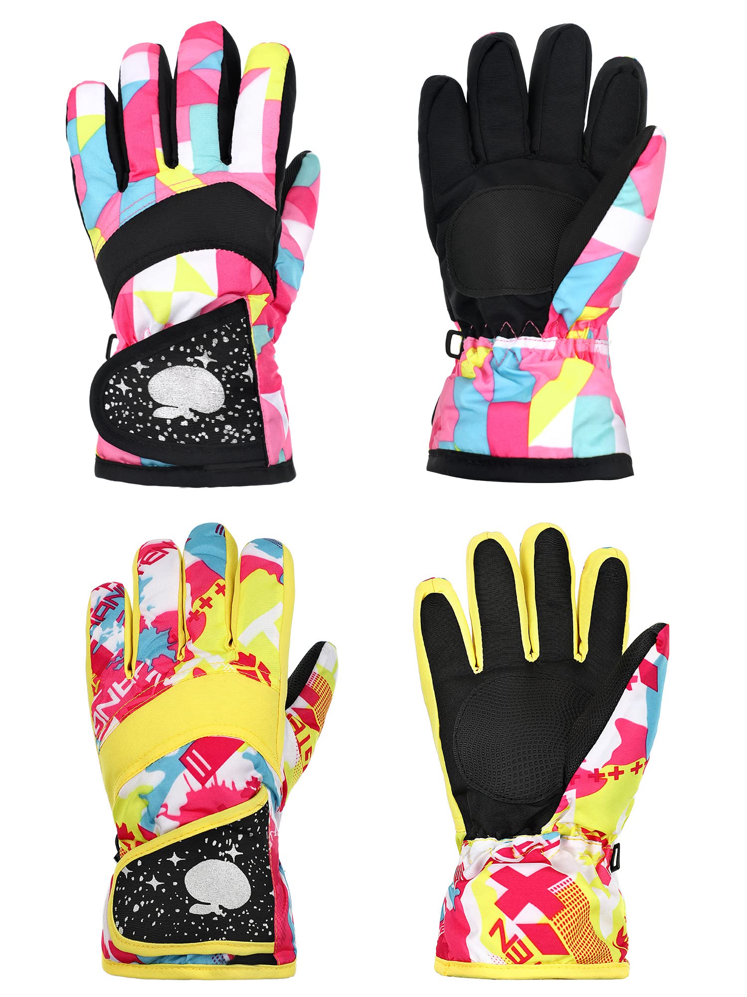 2 Pairs Snow Ski Gloves,Windproof Gloves for Travel and Indoor Ski Resort