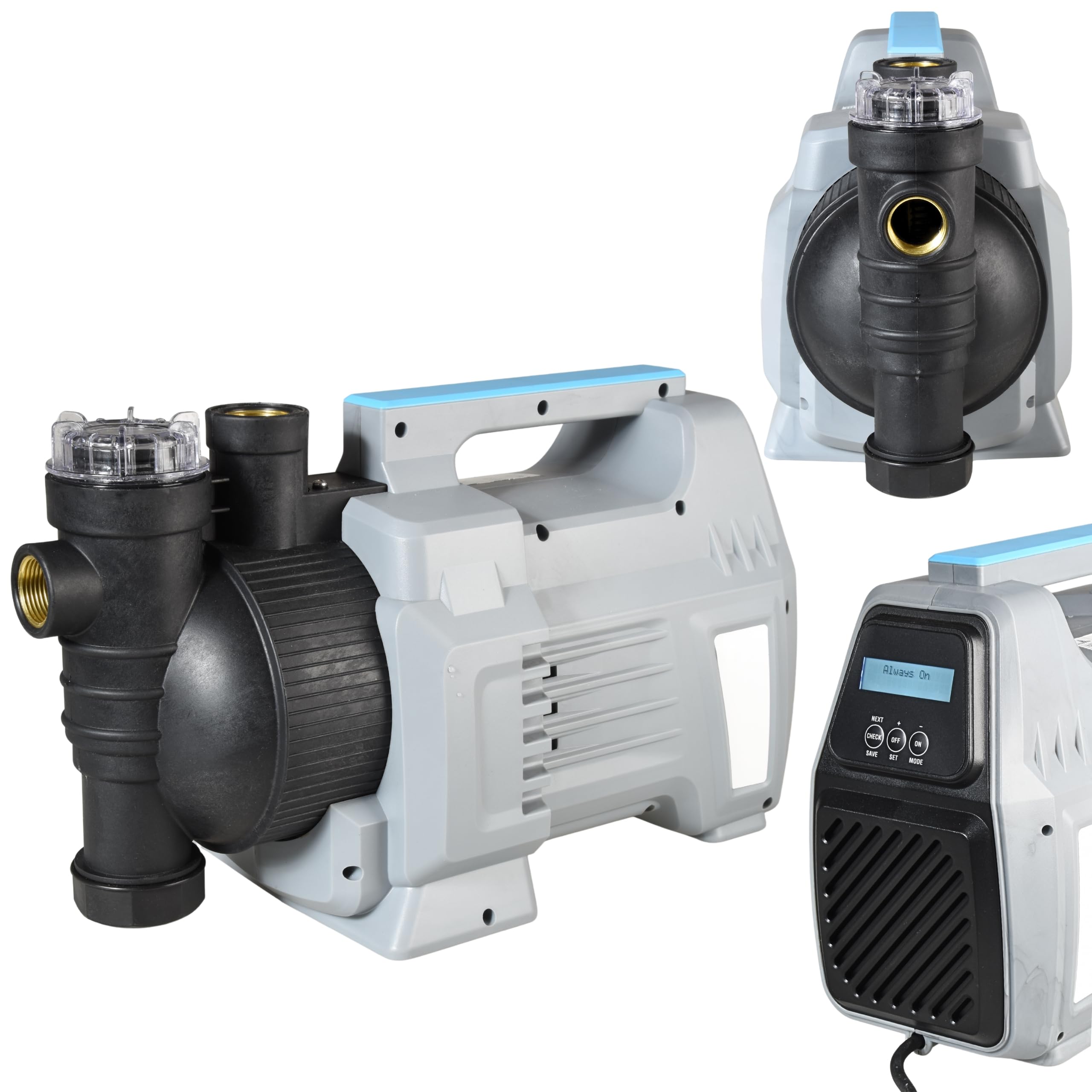 Gartenpumpe HANDY 5000 AUTO (1300 W, 5100 l/h, 50 m Förderhöhe, 5 bar) - Intelligente Wasserpumpe mit automatischer Steuerung - mit Vorfilter, LC-Display mit Timer - Gartenbewässerung & Rasensprenger