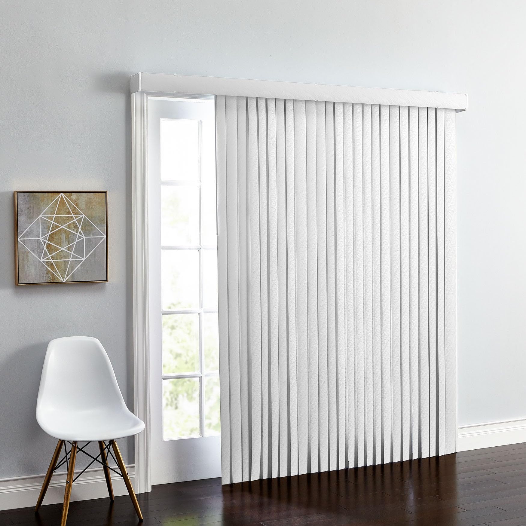 BrylaneHome Embossed Vertical Privacy Slat Blinds - 104" W 84" L, White