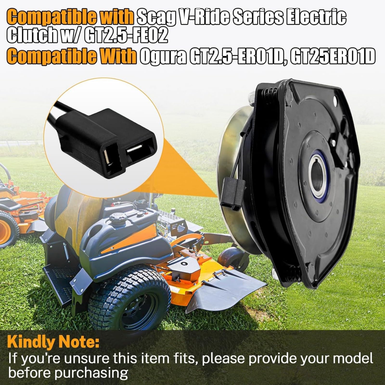 Embrague eléctrico PTO compatible con cortacéspedes Scag 462166 V-Ride