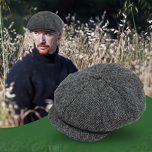 Miniatura 5 de Biddy Murphy Auténtica gorra plana de Newsboy irlandés para hombre 100 lana virgen espiga de pescado importado de Irlanda