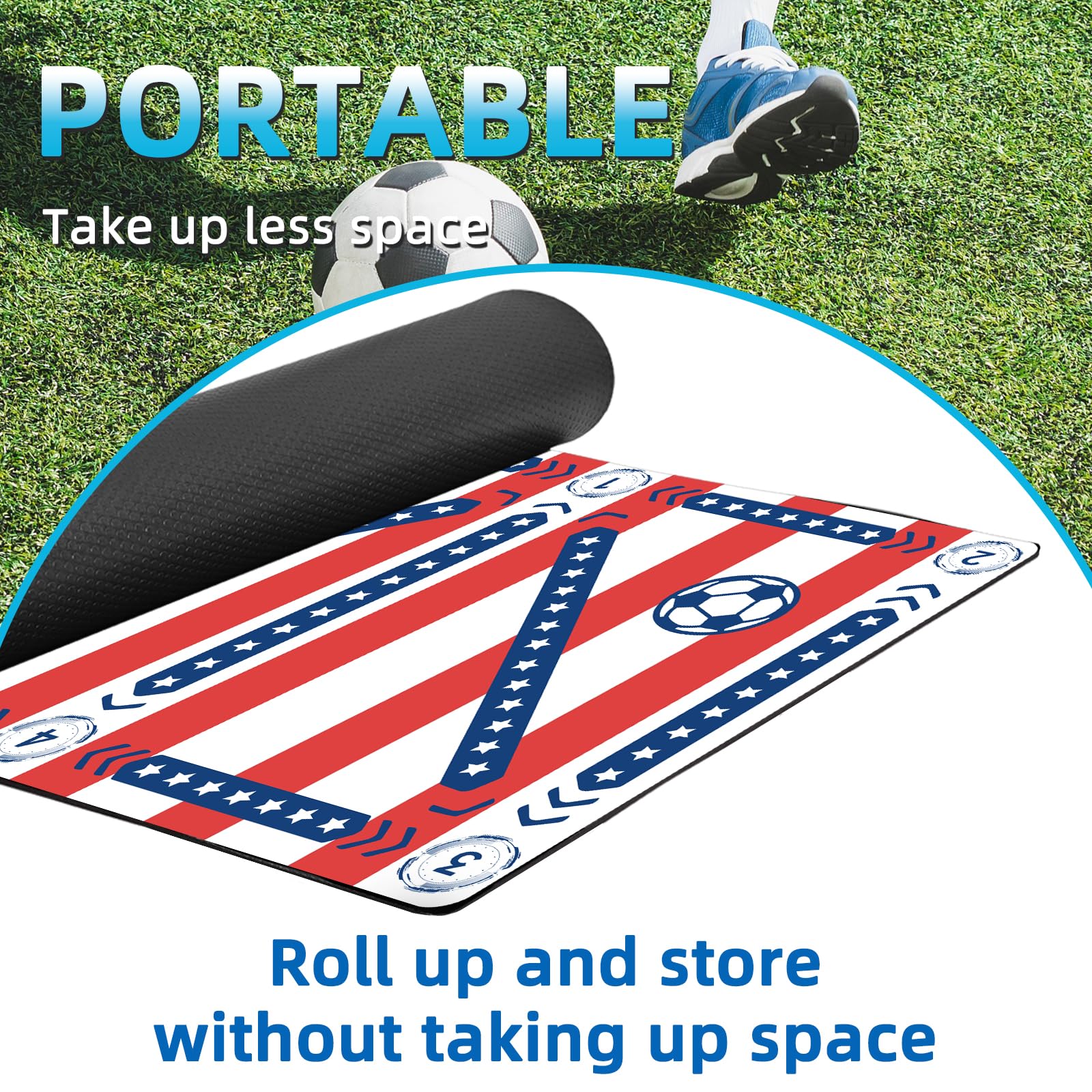 Soccer Training Mat with Video, Soccer Training Equipment Includes Premium Anti-Slip Soccer Socks Improve Coordination and Agility,Football Footwork Training Mat,Attached Action Tutorial Included