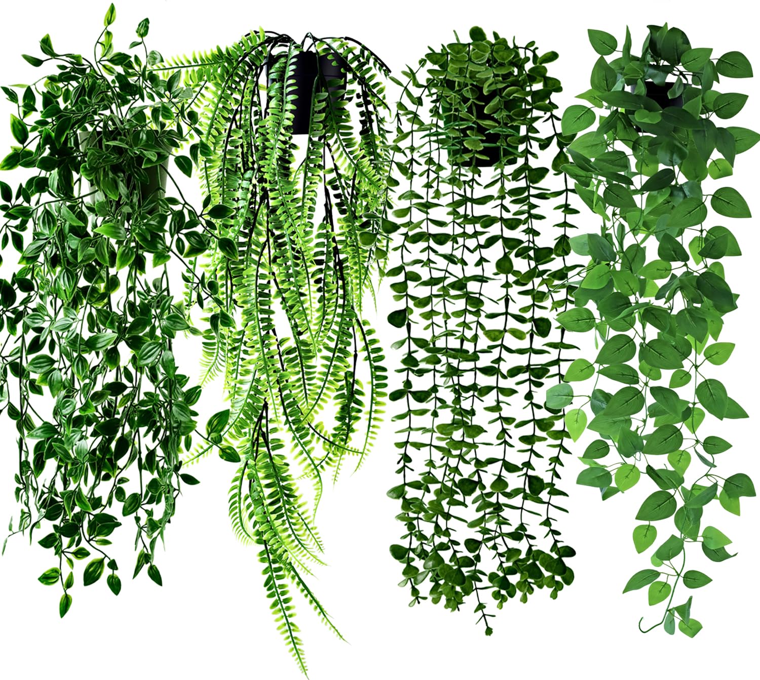 4 Pack Artificial Plants in Pot Fake Hanging Plants for Shelf Indoor Decor