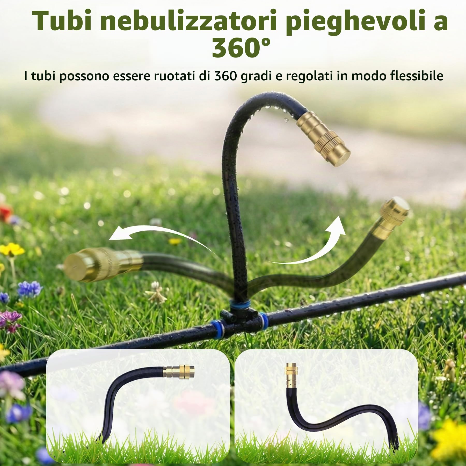 Forever Speed 360° Kit Irrigazione Giardino Automatica, Irrigazione a Goccia con Ugelli Regolabili Sistema Irrigazione Automatica per Giardini, Prati, Piante in Vaso, Serre (20m)