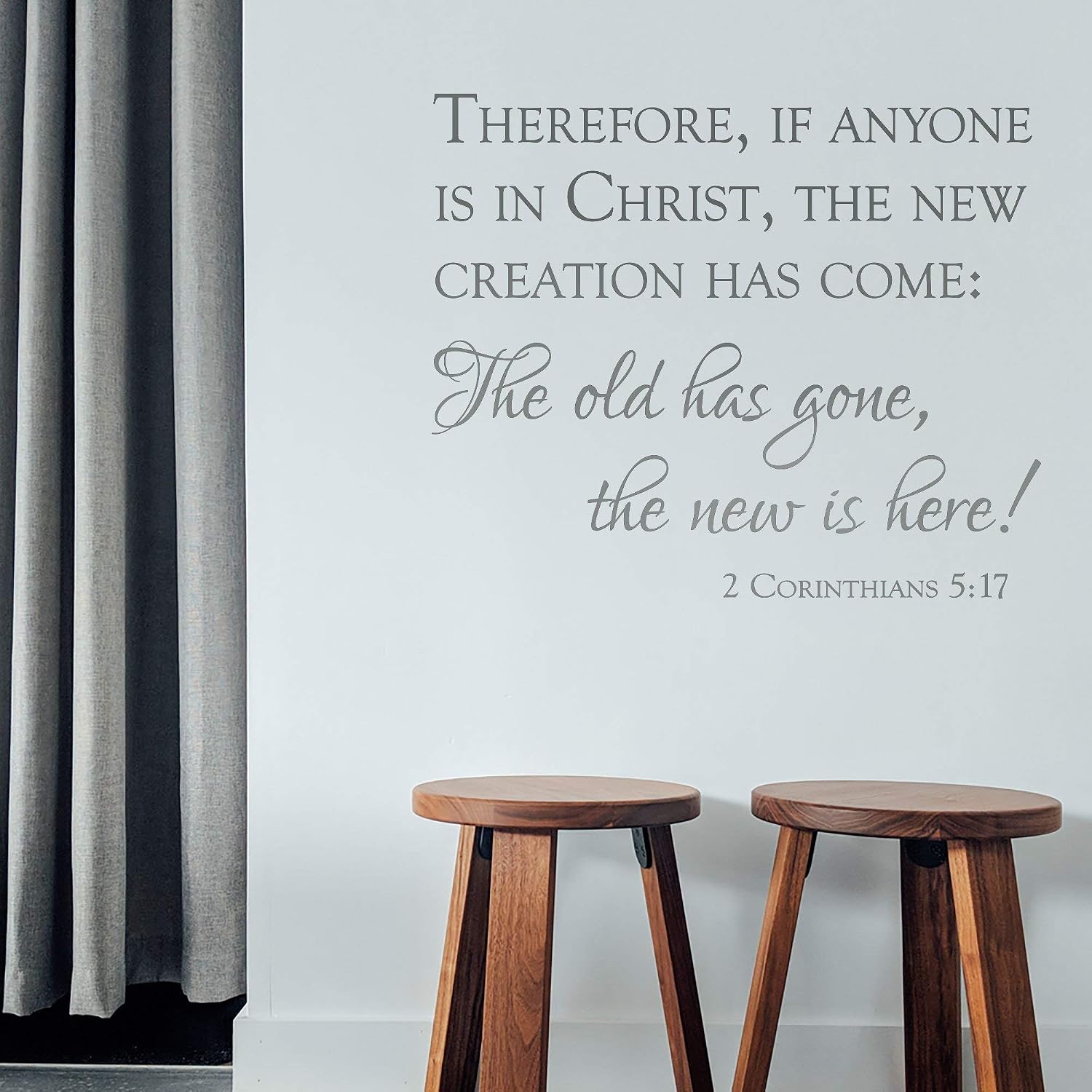 Corinthians Bible Scripture Wall Decor - 2 Corinthians 5:17 Christian Wall Decor for Bedroom Scripture Wall Decal Bible Verse Wall Murals, q15