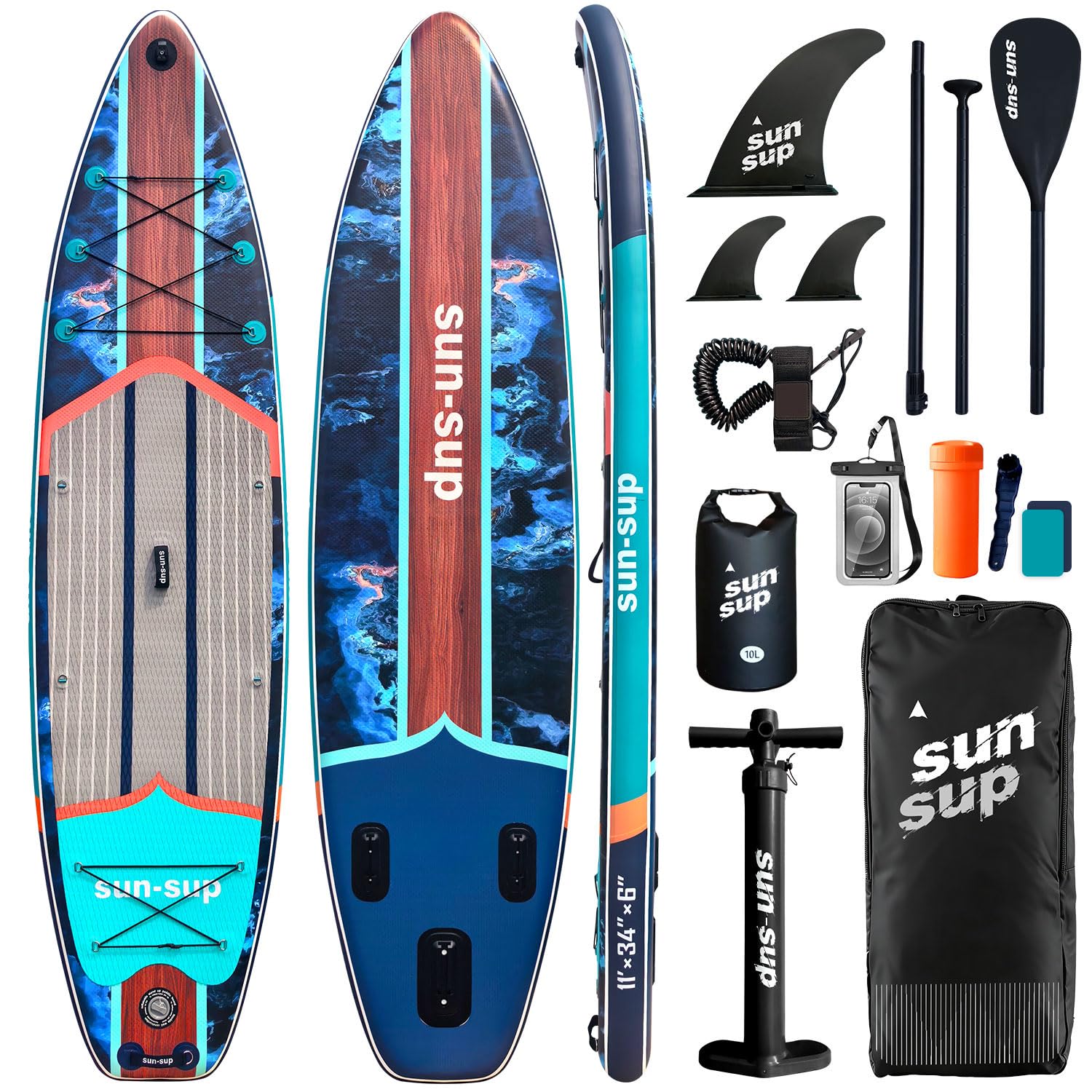 SUN-SUP Inflatable Stand Up Paddle Board,Wide SUP for All Skill Levels