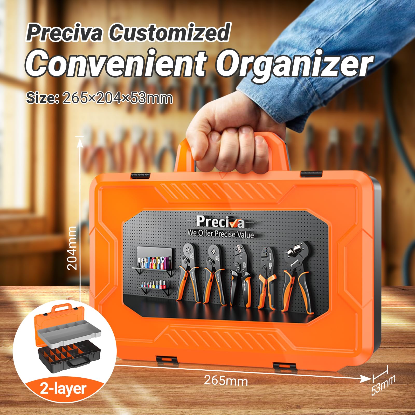 Preciva Kit di crimpatura per connettori a vanga, 28 tipi di kit di connettori per cavi AWG 22-13 con 420 connettori a forcella femmina maschio da 2,8-6,3 mm e 270 manicotti isolanti